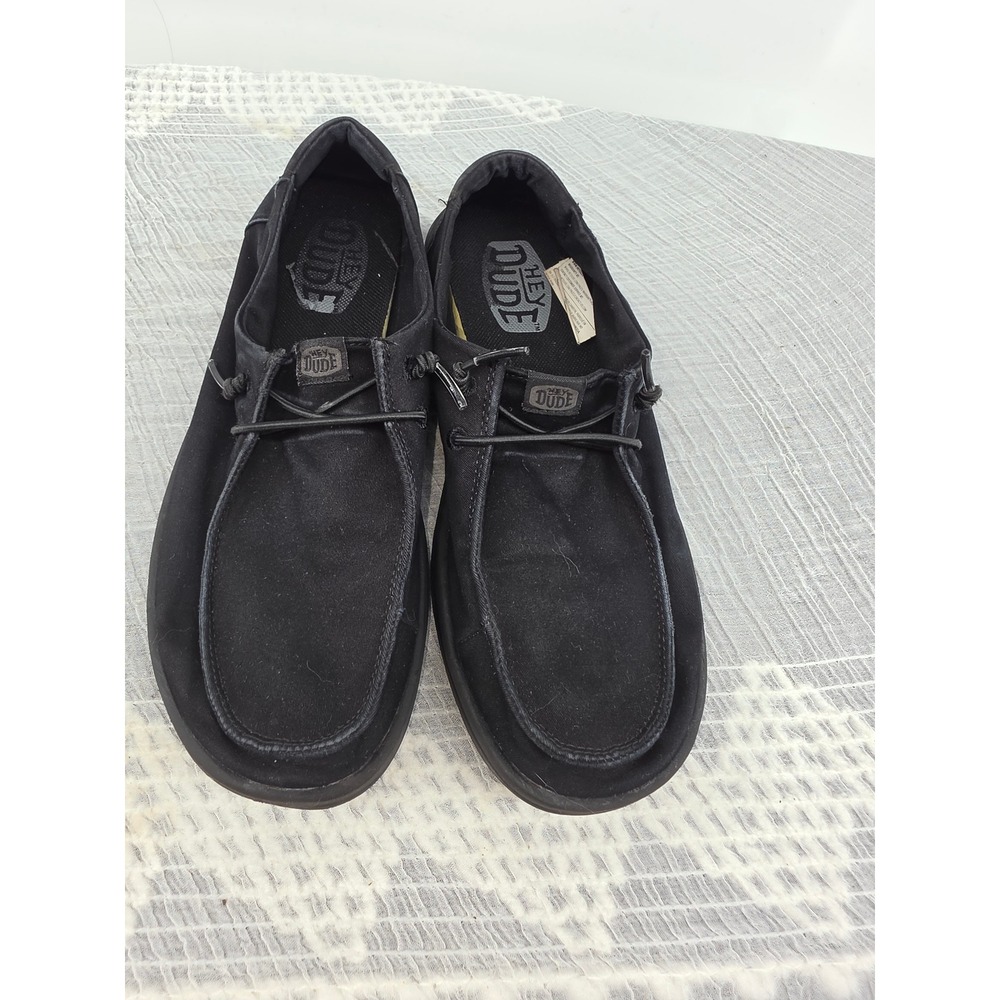 Hey Dude Wendy Work Triple Black Canvas Slip On Loafers Shoes 42700-0WC Womens 7